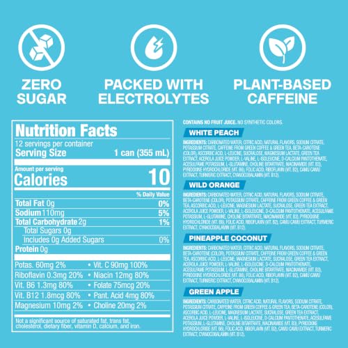 Image of ZOA Zero Sugar Energy Drink, Tropical Variety Pack, 12 Pack, 12 Fl Oz | With Electrolytes, Vitamins B and C, supporting hydration with 160 mg plant based caffeine from green tea and green coffee