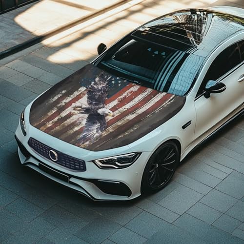Image of Car Hood Cover,Comfortable Breathable Car Hood Cover Protector Suitable Most Automotive Sedans Trucks Pickup Sports Cars,Car Accessories Flag Eagle Design