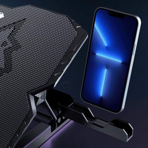 Image of Laptop Cooling Pad with Dual Fan & Mobile Holder | Adjustable 5-Level Height Laptop Stand | Silent Portable Pad | USB Powered Cooling Stand for 11.6 to 15.6 Inch Laptops & Notebooks (Black)