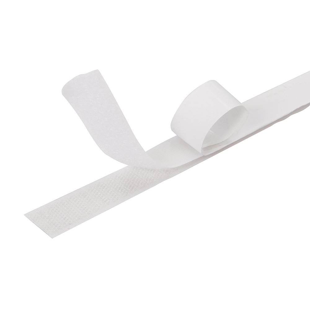 On1shelf White Self Adhesive Hook And Loop Strip Tape Set, Double Sided Sticky Tape, 3Cm-25M