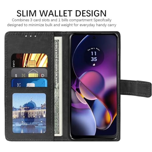 Image of Amazon Brand - Solimo Flip Leather Mobile Cover (Soft & Flexible Back case) for Motorola Moto G54 5G / G54 Power 5G / G64 5G (Black)