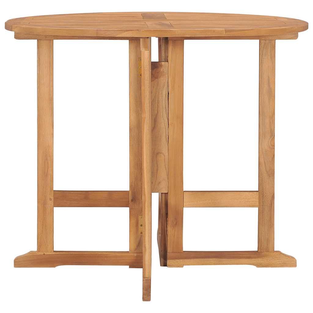 Générique Tavolo Da Giardino Pieghevole Teak 90 Cm Rotondo | Legno duro di teak robusto, design salvaspazio, facile da piegare, ideale per spazi esterni