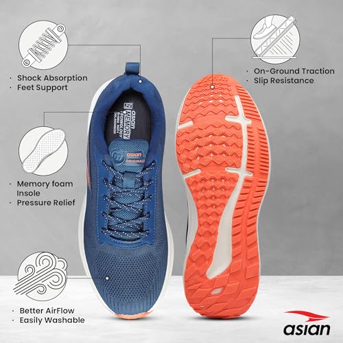 Image of ASIAN Men RAFTAAR-07 Running and Casual wear Walking Shoes with Laces, Lightweight and Comfortable Shoes with Upper mesh Fabric for Men & Boys