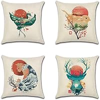 Set di 4 Fodere per Cuscini 45x45cm Motivo Astratto Vintage in Cotone