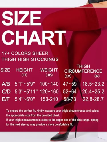 Image of DancMolly Silky Thigh High Stockings, with 17+ Colors Sheer Silicone Lace Top Pantyhose for Women