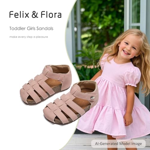 Image of Felix & Flora Toddler Girls Sandals Flower Girl Shoes Soft Rubber Princess Flat Shoes