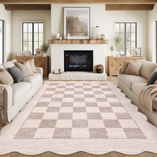 Tapete rectangular 9x12 pies beige con diseño moderno miniatura 2