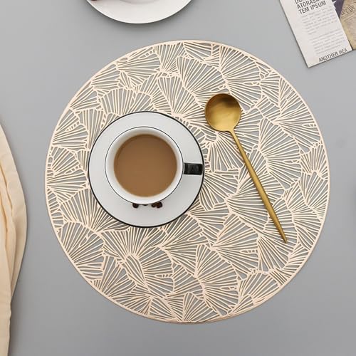 Set de table ginkgo doré creux 38 cm (lot de 4) chic pour repas