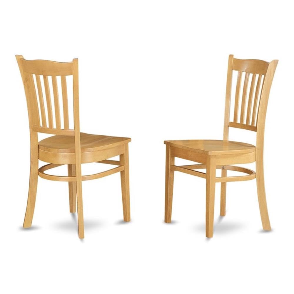 East West Furniture Groton 11" Wood Dining Chairs in Oak (Set of 2)