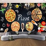 LILOKKO Custom Fast Food Pizza Peel and Stick Wall Mural Restaurant Snack Bar Pizza Wallpaper Decor