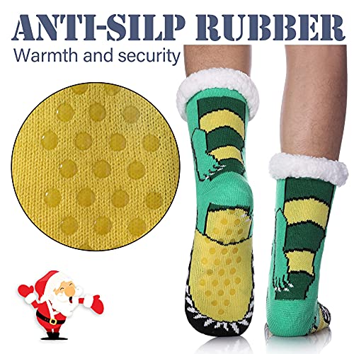 LINEMIN Mens Warm Slipper Socks Soft Cozy Fuzzy Fleece-Lined Winter Non Slip Indoor Christmas Socks3