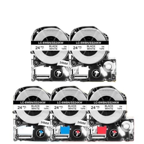 LabelWorks LW700 �ƌ݊����̂��郉�x���e�[�v 24 �~�����[�g���� ST24KW SC24RW SC24YW SC24BW SC24GW(Color:Black on White)