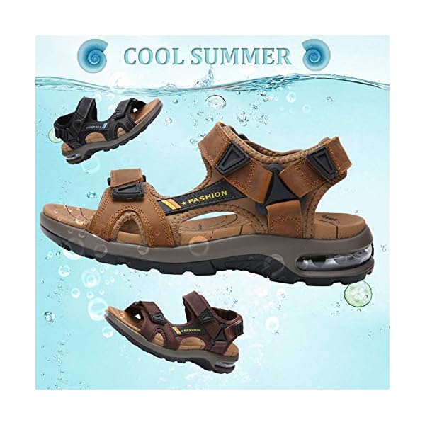 Men's Sandals Open-Toe Leather Outdoor Hiking Sandals Athletic Beach Shoes Water Beach Sandals - Image 7