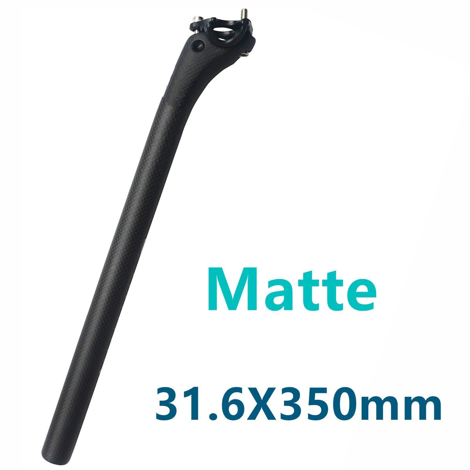 Selle de vélo Tige de Selle en Carbone 27.2//30.8/31.6mm Mat/Brillant Fibre 3k VTT/vélos de Route Tige de Selle Tube léger 350/400mm Tige de Selle VTT