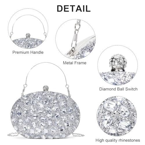 Image of RNIEGA Rhinestone Clutch Purses for Women Evening Wedding Formal Party Purses Crystal Diamond Glitter Sparkly Handbag