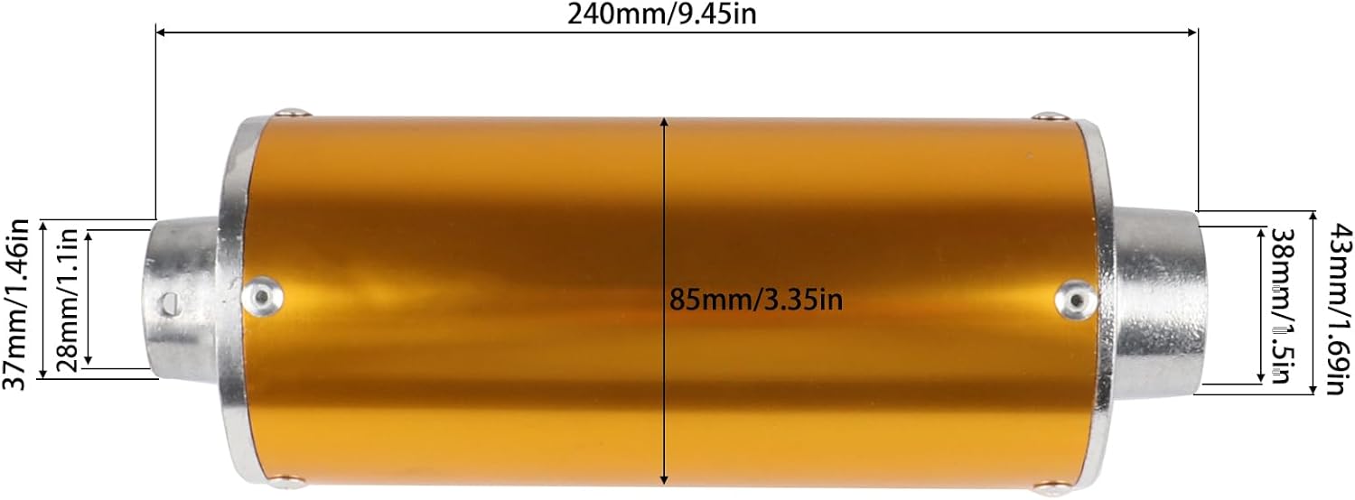 High Performance 28MM Exhaust Muffler Silencer Head Pipe Set with Heat Wrap for Chinese 70cc 110cc 125cc SSR Taotao SDG Coolster Apollo XR50 CRF50 Dirt Pit Bike (Gold)