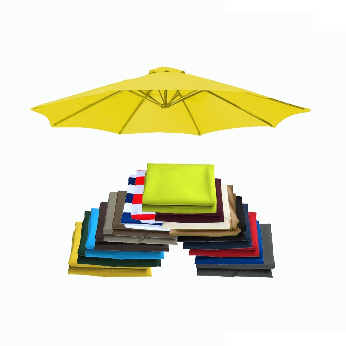 ALDNMBR 6.5ft 7.5ft 9ft 10ft Garden Parasol Replacement Canopy, 6 Ribs 8 Ribs Waterproof Uv Resistant Polyester Outdoor Patio Umbrella Top Cover Yellow 2.30m/7.5FT-8Ribs