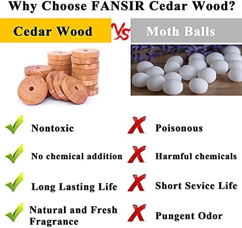 FANSIR Cedar Wood Moth Repellent, 48 Pack 100% Natural Aromatic Cedar Rings Anti-Moth Repellent Cedar Blocks Clothes Protection Wardrobes Closets Drawers Freshener Chemical Free Storage Accessories