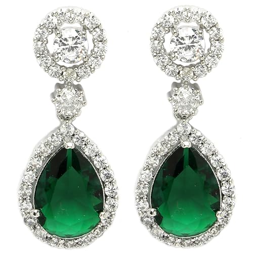Image of Zeneme Fashion Rhodium Plated Brass Silver Toned Fancy Tear Drop Dangle Earring For Women and Gifts For Girls