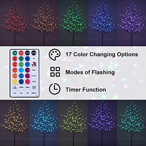 Lightshare Cherry Blossom Lighted Tree 5 Feet, RGB with Remote Control, 16 Color-Changing Modes - Thumbnail 2
