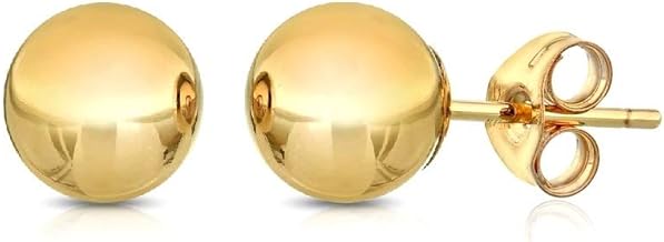 Pori Jewelers Premium 14K Gold Ball Stud Earrings - Available in Yellow, Rose & White Gold- Multiple Options Available