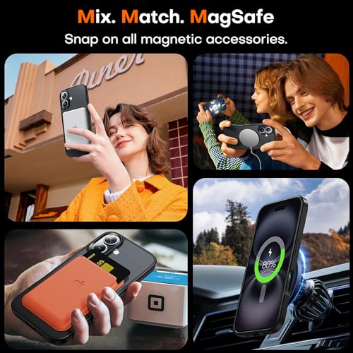 Image of TAURI for iPhone 16 Case, Compatible with MagSafe, Matte Black | with Screen Protector, Not-Yellowing Military-Grade Protection, Shockproof Slim Magnetic Case for iPhone 16