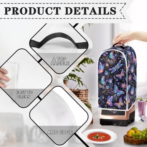 Image of Talayituse Galaxy Butterfly Dragonfly Print Blender Dust Cover, Fingerprint Protection Cover for Stand Mixer or Coffee Machine, Home Kitchen Appliance Covers for Stain Dust Resistant Supplies