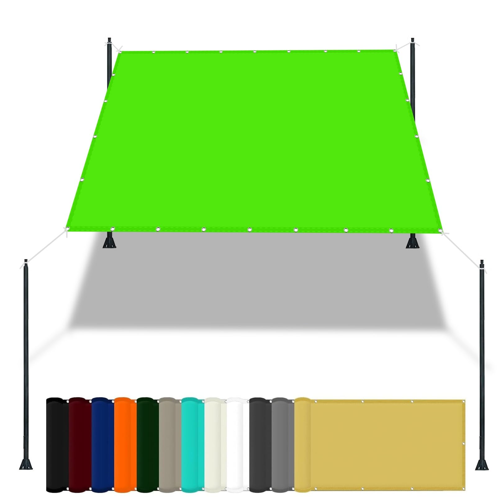 GJZQDKX 4.2x4.2m Waterproof UV Protection Shade Sail - Breathable Mesh Canopy Tent for Patio Backyard and Camping - Soft Green Outdoor Sunshade Cover