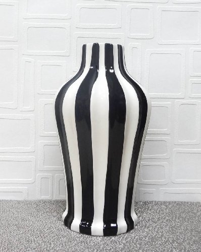 Ack 80573B/W Tuscan Collection Classic Striped Ceramic Vase thumb #2