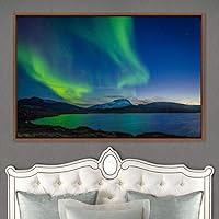 Framed Canvas Wall Art Dayspring Astronomy & Space Contemporary Cosmic Dramatic Green Group Photography Realism - 16x24 inches