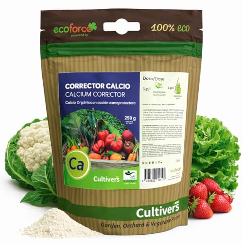 CULTIVERS Engrais Correcteur de Calcium Organique 250 g. Engrais 100% soluble. Calcium à haute concentration pour tous les types de plantes, arbres, arbres fruitiers et légumes. Force Calcium Eco