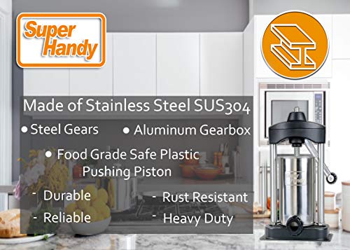 SuperHandy Wurstfüller Edelstahl 2,26KG Filler Wurstfüllmaschine enthalten 1,9cm, 2,25cm und 0,635cm Durchmesser… – Bild 3