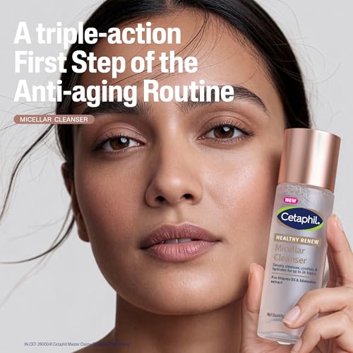 Image of Cetaphil Healthy Renew Anti-Ageing Micellar Cleanser 160ml - Gentle No-Rinse Facial Cleanser for Sensitive Skin, Removes Makeup & Impurities, Hydrating & Soothing Formula