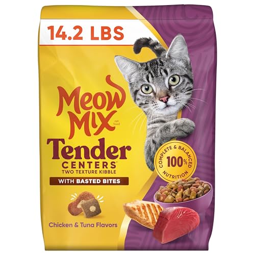 Image of Meow Mix Tender Centers, Dry Cat Food, Chicken & Tuna Flavors, 14.2 lb. Bag