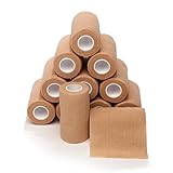 4-in Wide Self Adherent Cohesive Wrap Bandages (12 Pack), 5 yds Self Adhesive Bandage Wrap , Brown...