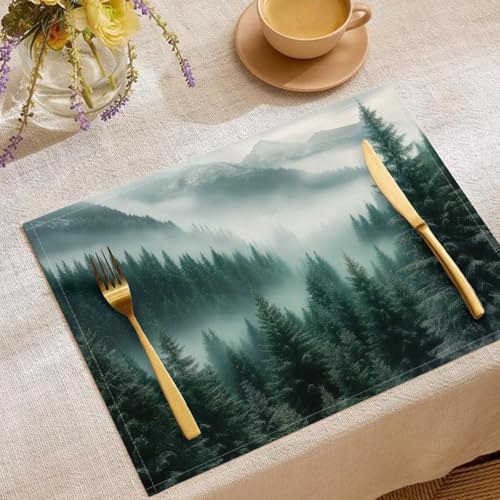 Set de table lavable coton et lin Brume Canopée lot de 8 - 2
