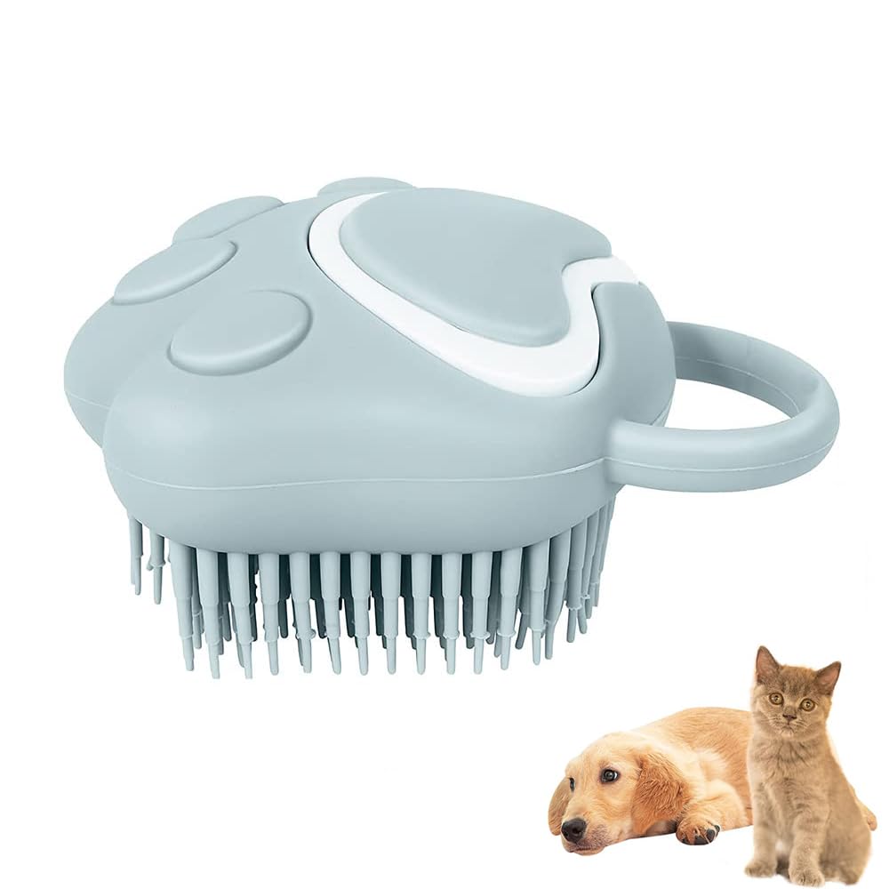 Youery Cepillo de Baño para Perros y Gatos, Masaje de Silicona para Cachorros, Cepillo Ducha Mascota de Silicona con Dispensador de Champú, para el Lavado de Perros y Gatos de Pelo Corto y Largo