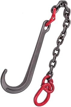 Obstacle Car Towing Rope Transport Tow Chain - J Hook Long Shank, 5T Trailer Hook, J Type Hanging Chain Hook, Hanging Chain Hook With 2 Grab Hooks, Transport Tow Chain Galvanized Safety Hook, For Car