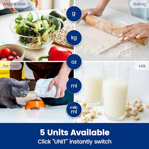 10 kg en roestvrij staal: digitale keukenweegschalen, elektronische voedselweegschalen met tare-functie, hoge precisie 1 g/0,1 oz, gemakkelijk schoon te maken, batterijen inbegrepen - Afbeelding 2