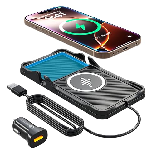 Wireless Car Charger Pad for iPhone 17/16/15/14/13/12 & Samsung, Non Slip Fast Wireless Charging Pad...