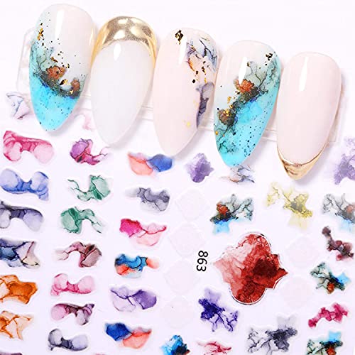 Marble Graffiti Fun Nail Art Stickers Decal Self-Adhesive Design Nail Supplies Abstract Fashion Nails Art Stickers For Women Girls Diy Nail Decorations Accessories（6 Sheets） #TOP3