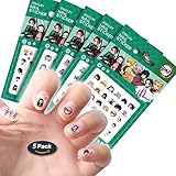 Demon Slayer Nail Stickers Decals Art Stickers 5 Sheets Supplies Adhesive Nail Foils Kamado...