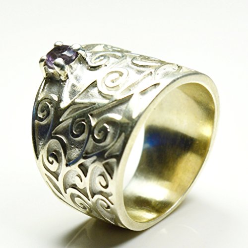 Bague argent 925 carré violet mixte - Bijou tendance géométrique