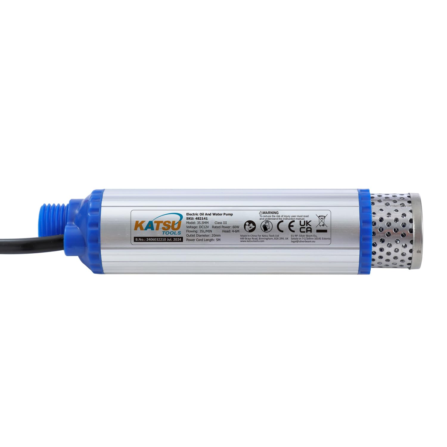 Kit Bomba Transferencia Diésel 12V 60W KATSU Con Pistola Dispensadora Para Aceite Y Combustible