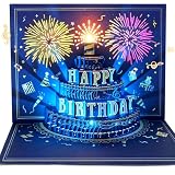 MZD8391 Pop Up Birthday Card with Music, Light, Firework For Men Women