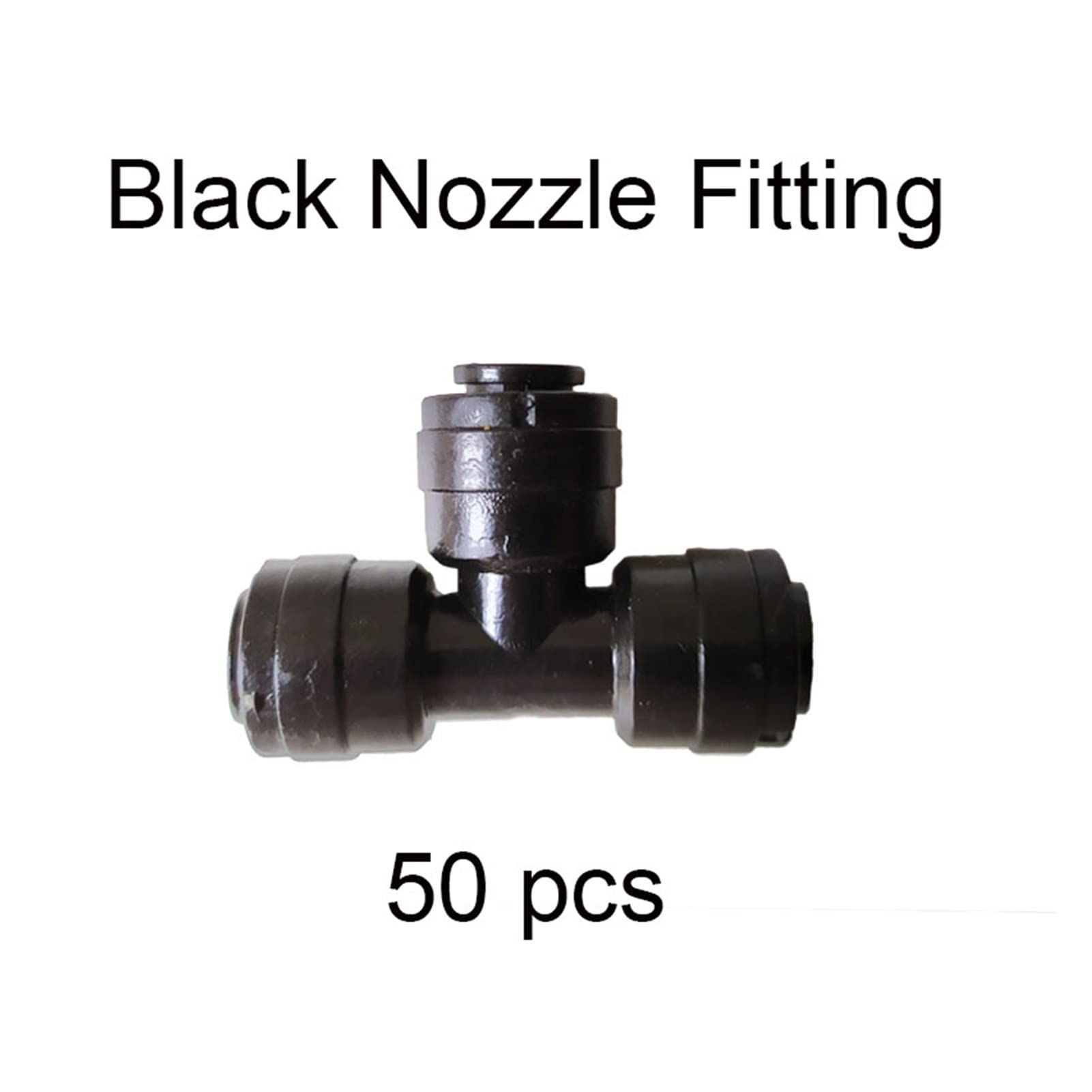 System nawadniania zraszaczy ogrodowych 50 sztuk mgły wodnej 0,2-0,6 mm Dysza rozpylająca 6,35 mm 3 Way Connector Ogrodowe Akcesoria do nawadniania wody (Color : Black connector)