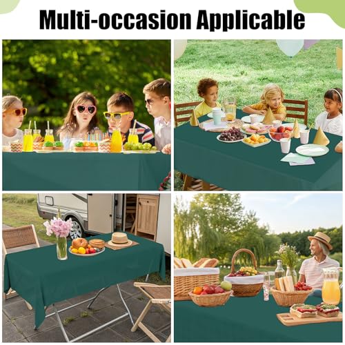 Image of Smiry Disposable Table Cloth 3 Pack, 84 Inch Round Waterproof Plastic Tablecloth, Decorative Round Table Covers for Party, Birthday, Picnic, Christmas Green