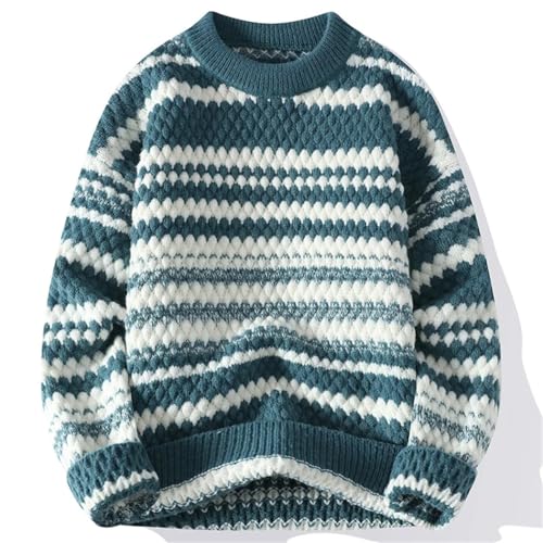 Men's Knitted Sweater Slim Fit Stripe Pullover Thick Warm Knitwear Casual Fashion Winter Loose Fit Top2
