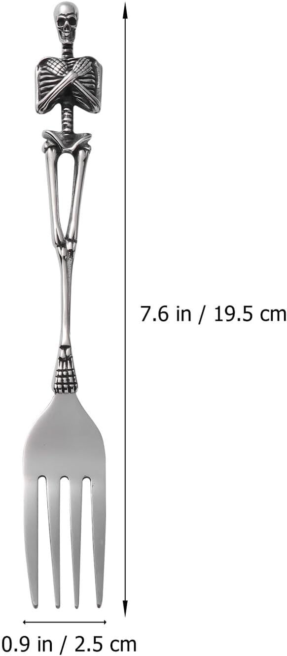 Retro Skeleton Titanium Steel Fork for Table Serving and Dining