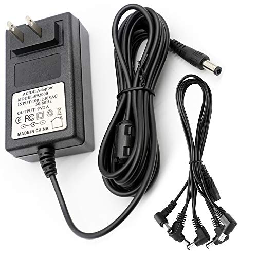 10 Feet Cable, 9V DC 2A Supply Adapter Guitar Effects Pedal Power, 5 Way Daisy Chain Cord for Effect Pedal Power Supply Charger for simultaneous use with Multiple Electric Guitar Effect peda